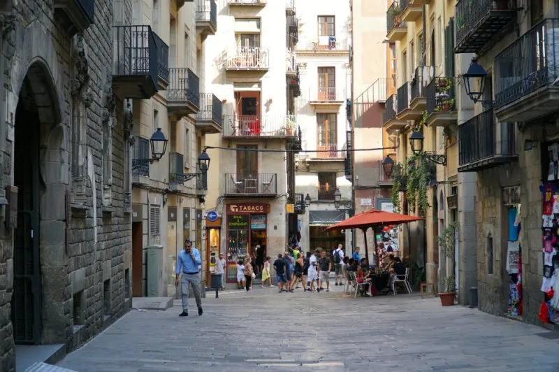 The streets of the Gothic Quarter in Barcelona.