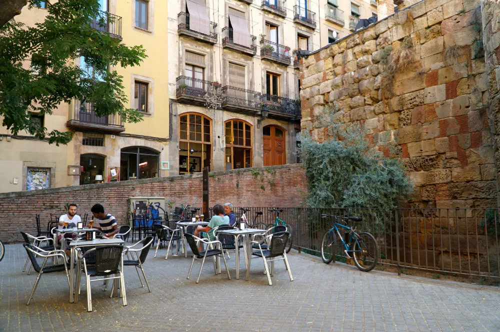 The squares of the Gothic Quarter in Barcelona.