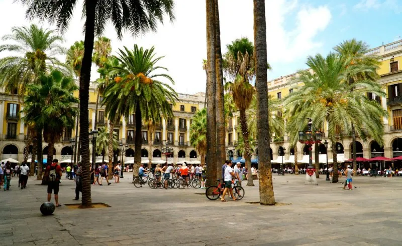 Placa Reial in the Gothic Quarter in Barcelona.