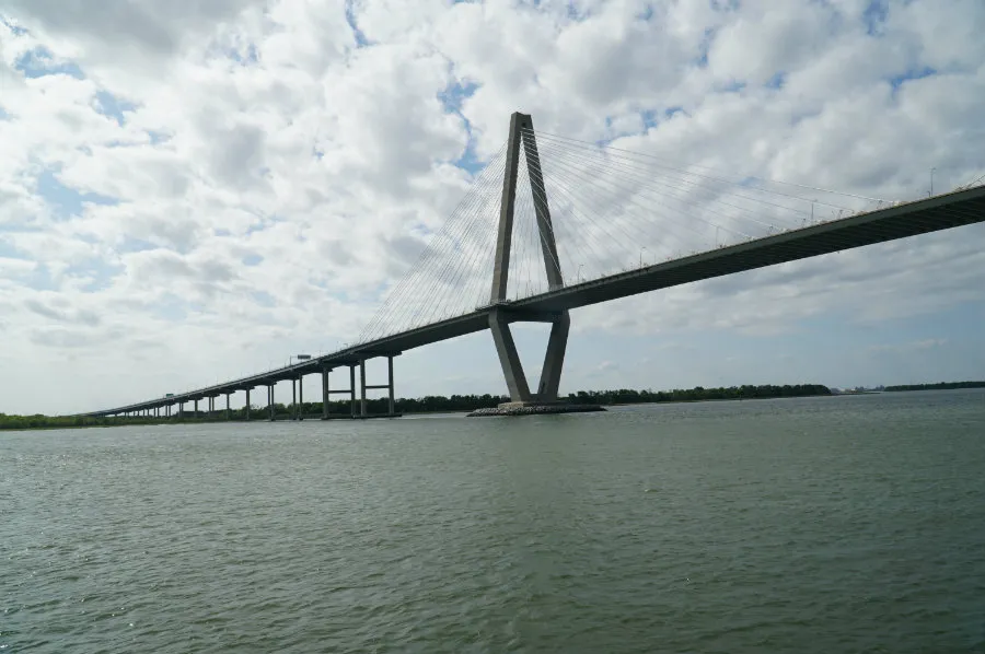 A boat ride under the Arthur Ravenel Jr. Bridge in our Charleston Getaway