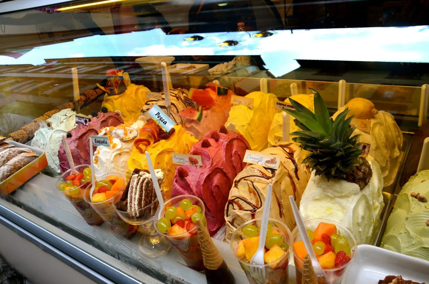 Different colors of gelato in Florence.