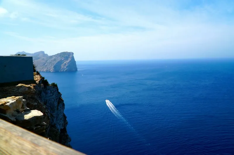 Overlooking the Mediterranean sea at the lighthouse on cap de Formentor in Mallorca.