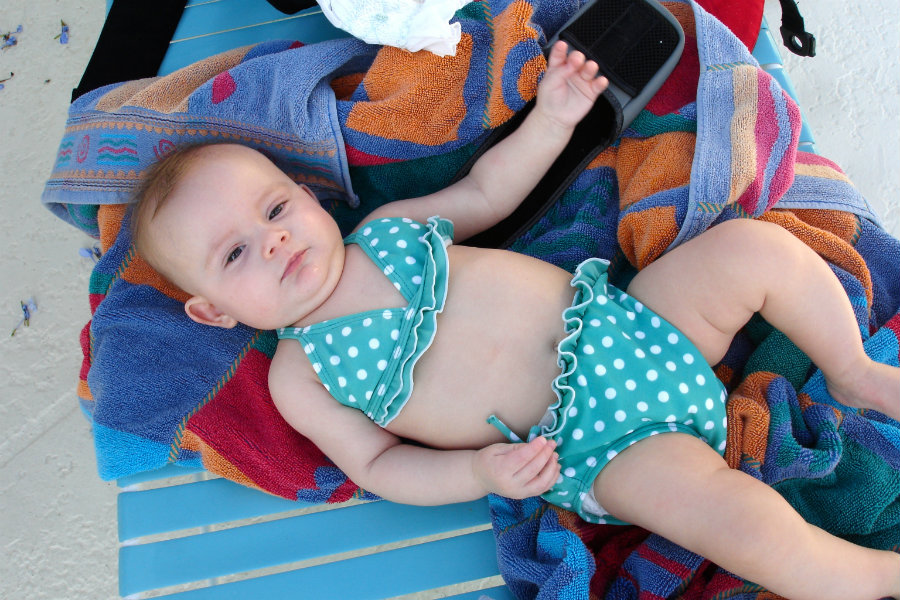 Hanging out on family vacation at 4 months old