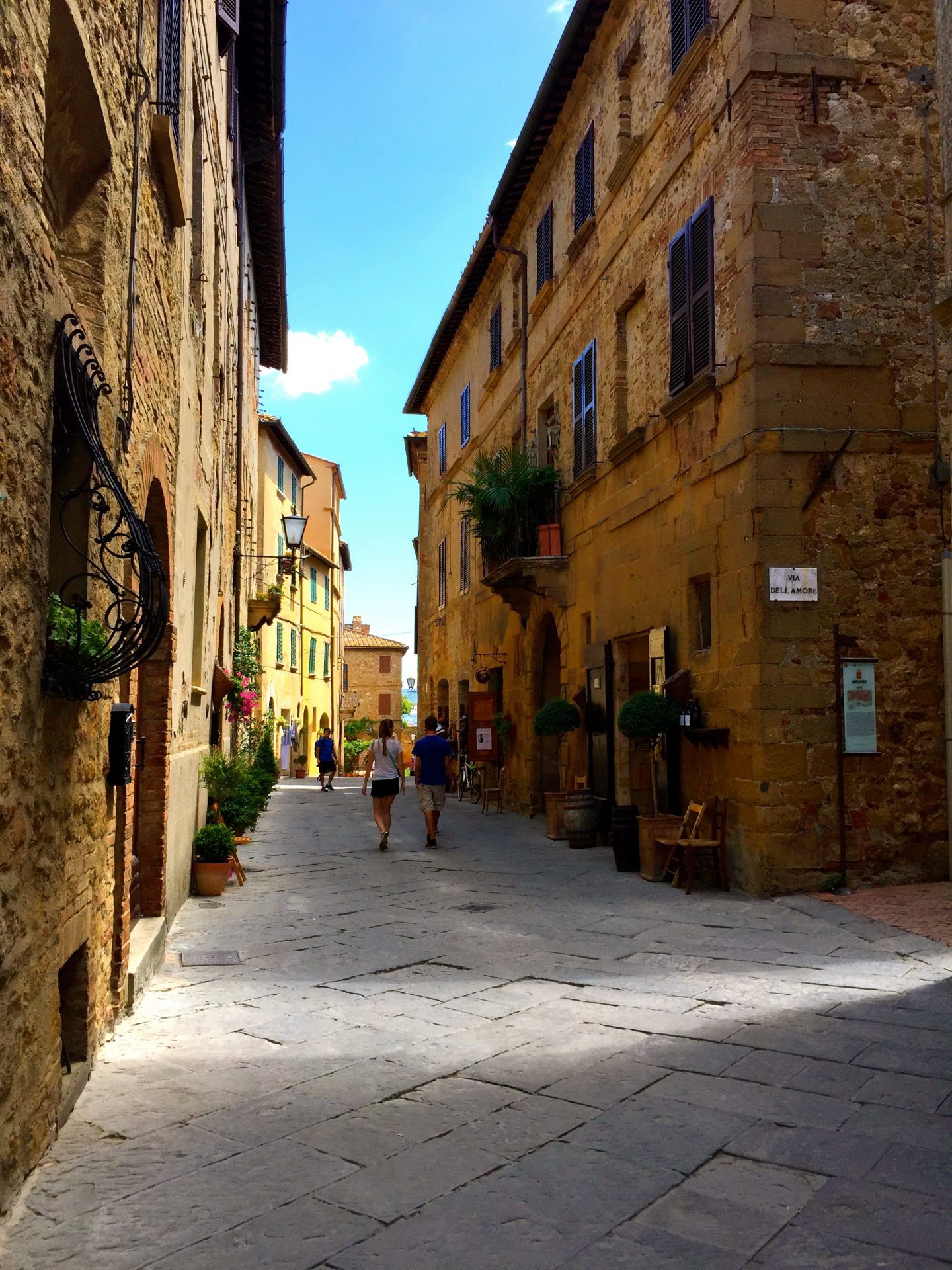 Walking around in Pienza Tuscany.