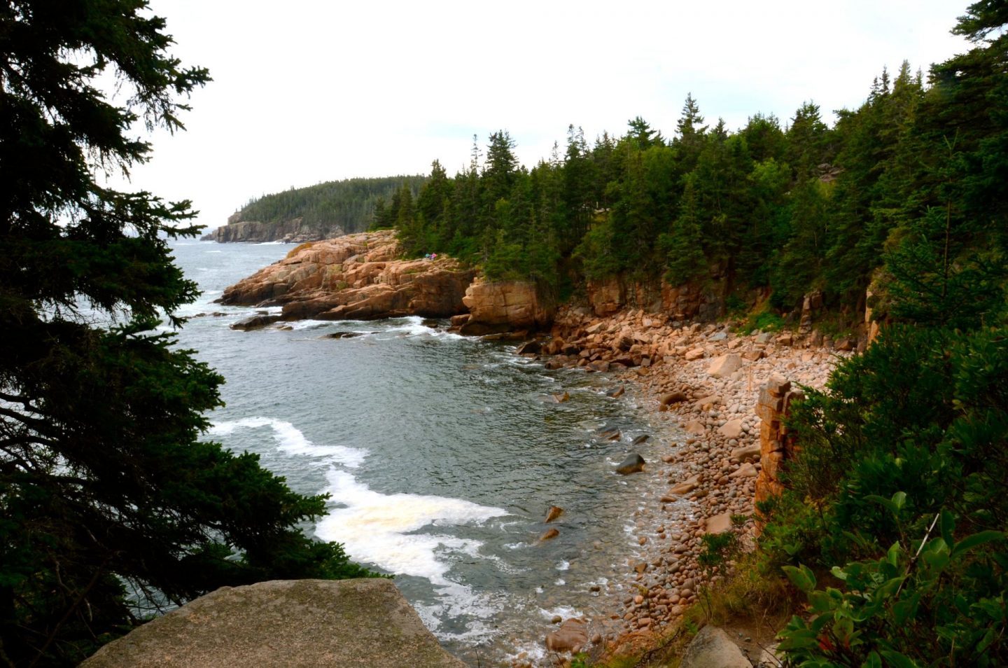 Walking on the dramatic Ocean Path at Acadia National Park