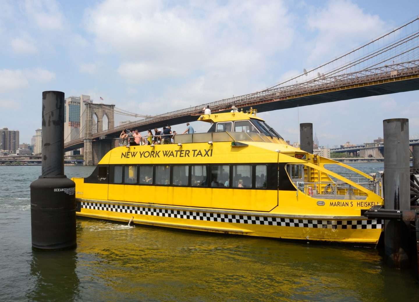 New York Water Taxi next to the Brooklyn Bridge