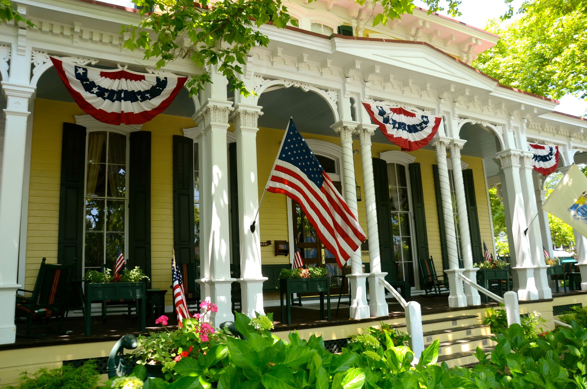 Cape May porch with Independence Day decor
