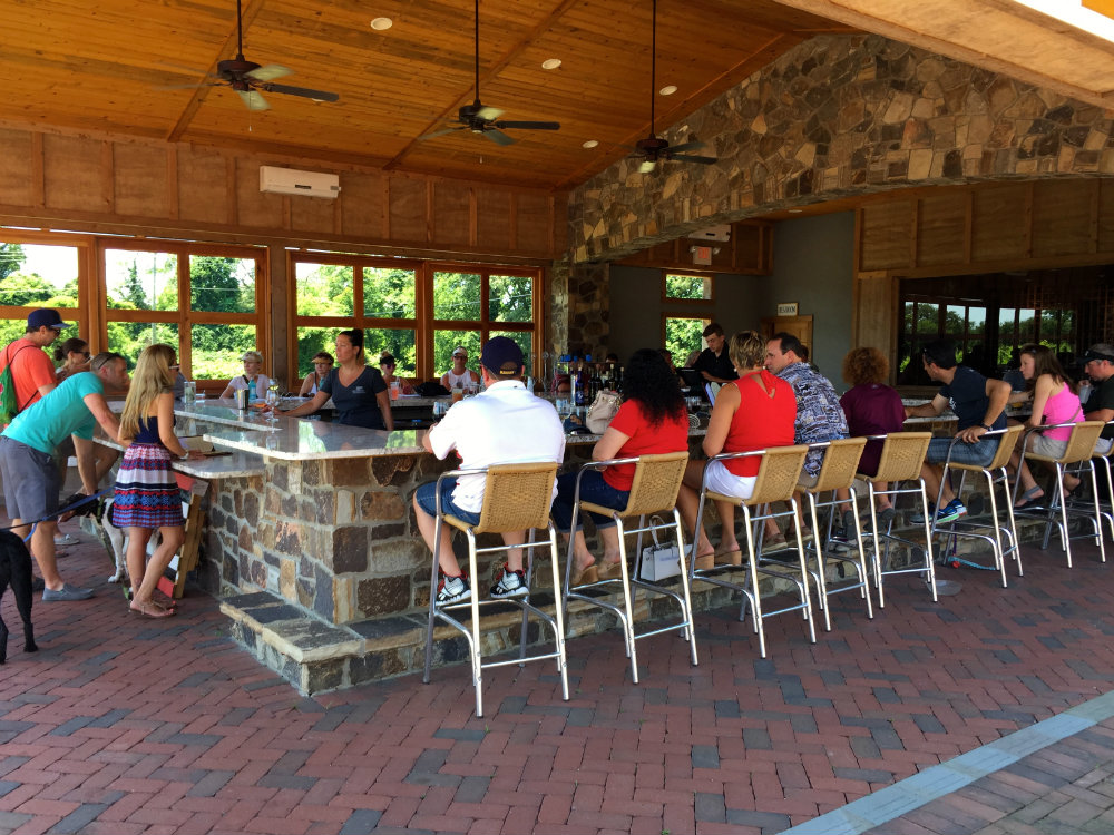 Checking out the outdoor bar at Willow Creek wine vineyards in Cape May, New Jersey.