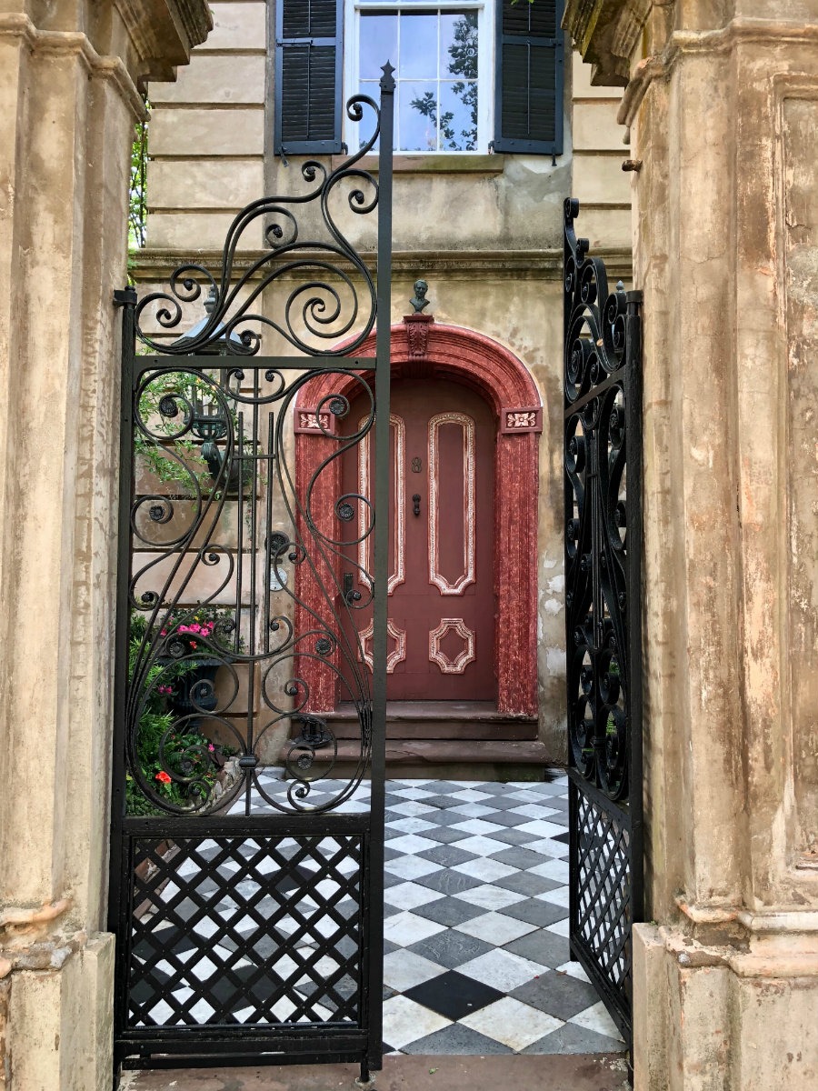 Beautiful entryway of antebellum home in Charleston, SC