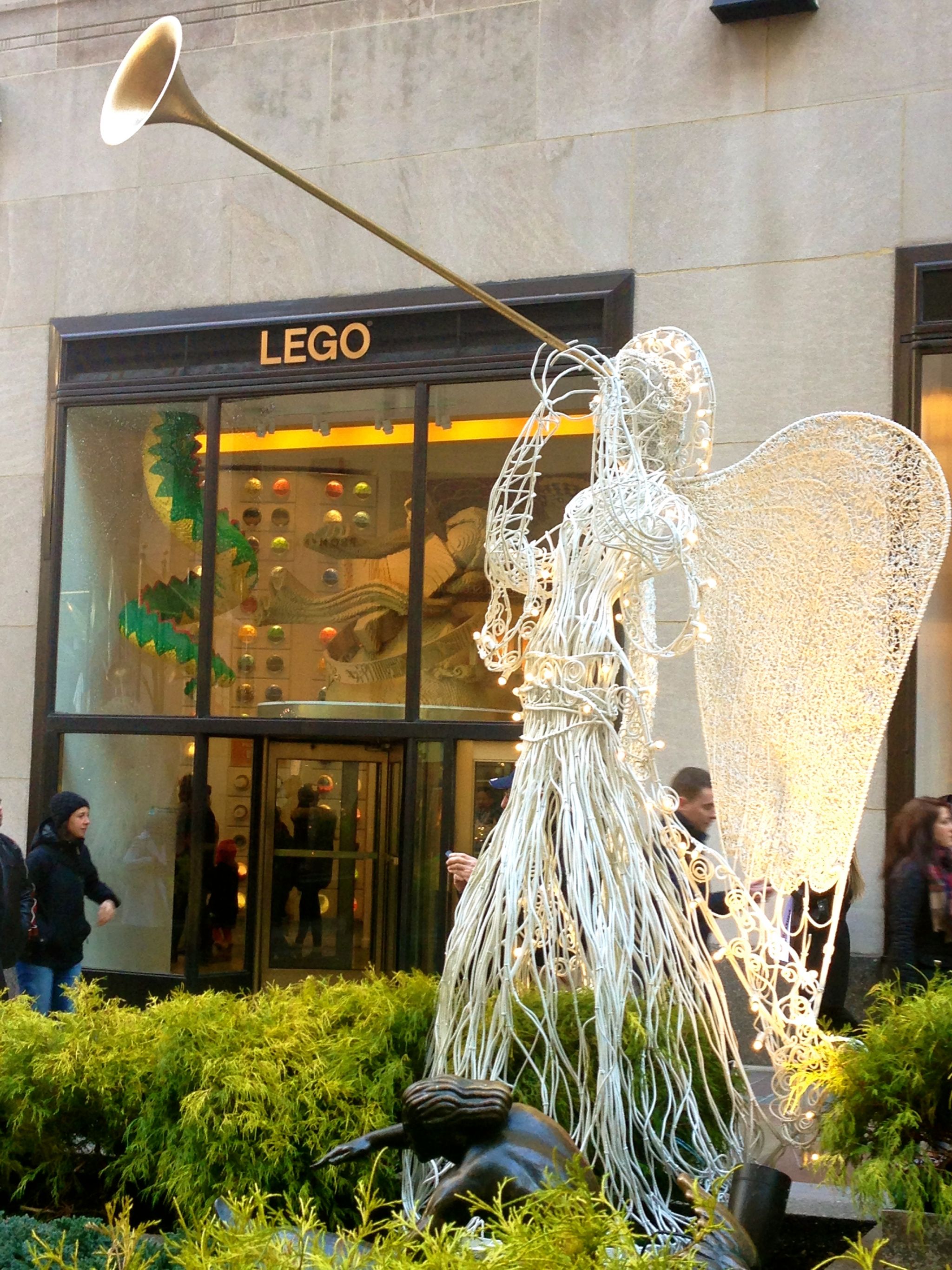 Angle viewing in Rockefeller Center in Christmas time in New York.
