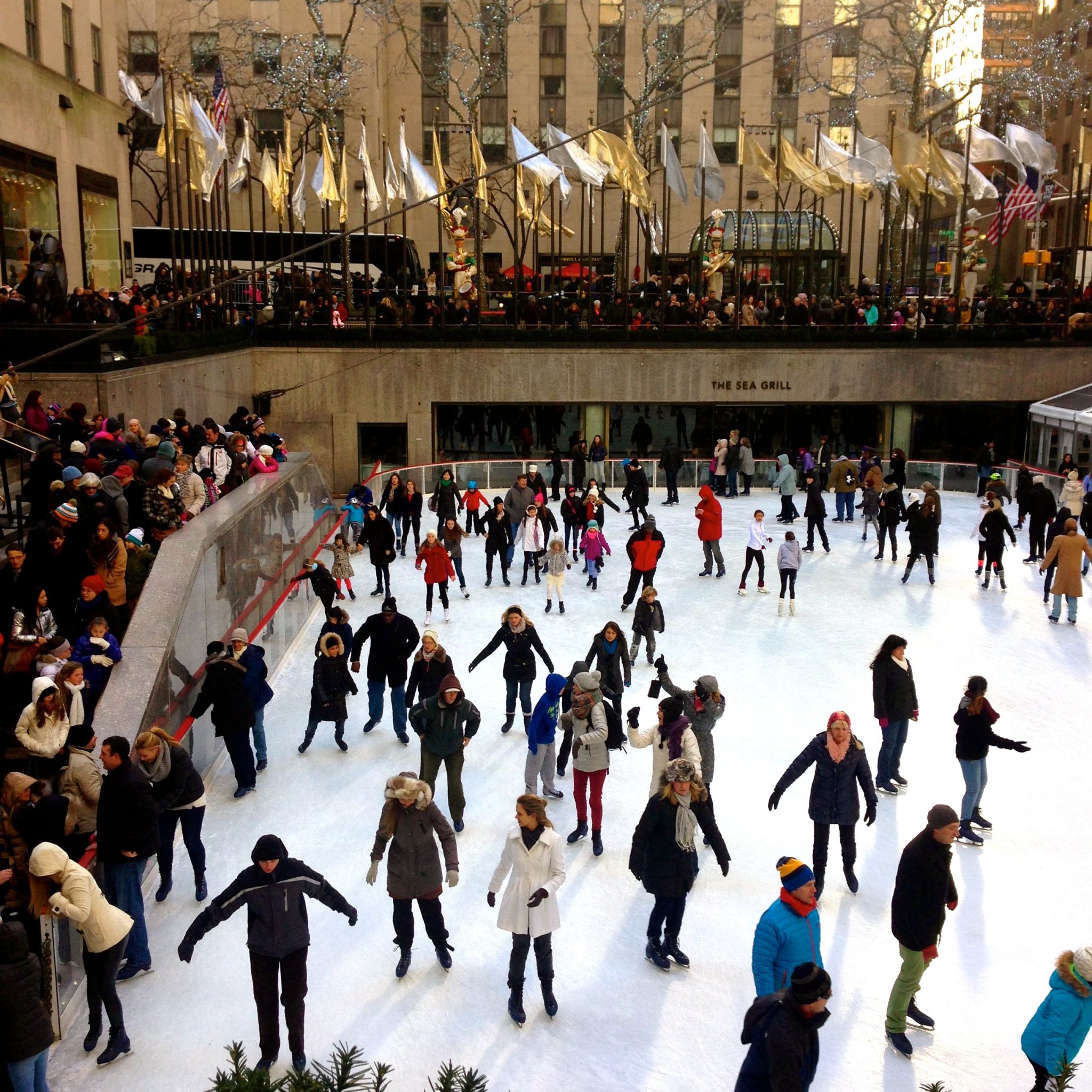 Skating at the ice rink at Rockefeller Center during Christmas in New York.