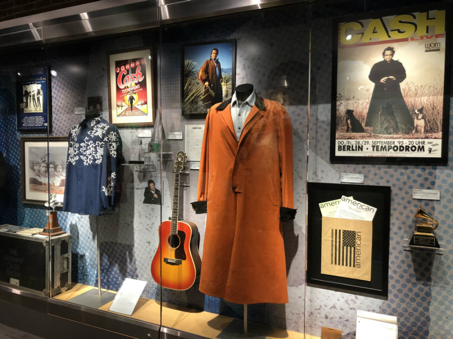 Johnny Cash's clothing and memorabilia at the Johnny Cash museum in Nashville, TN