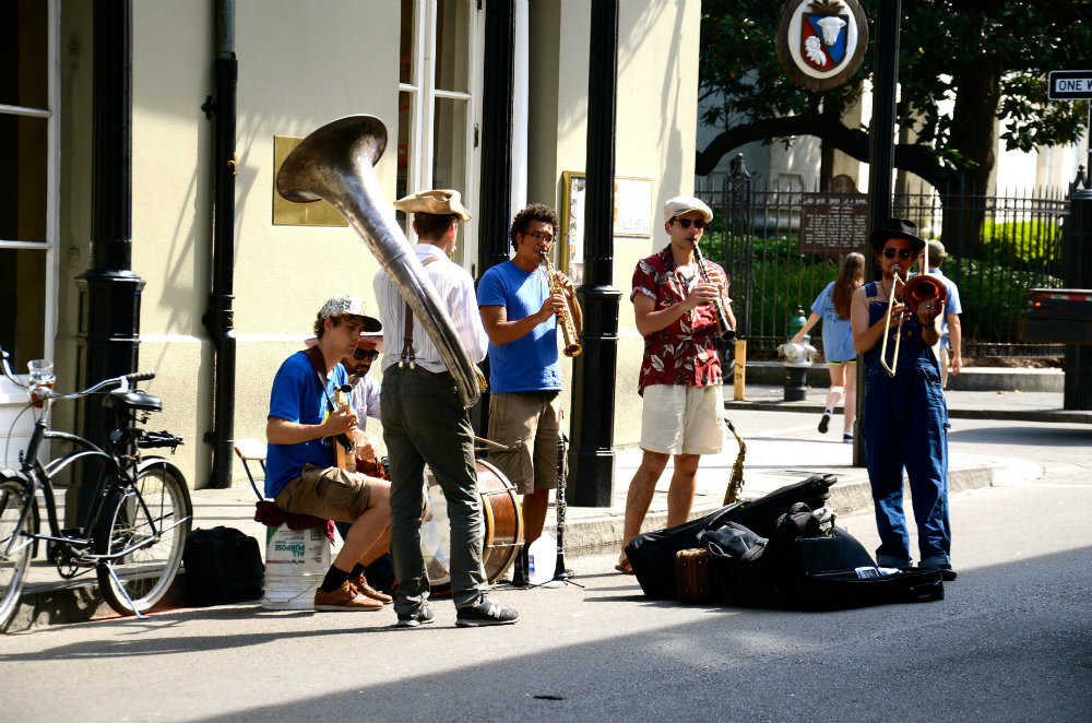 Listening to the street musicians in the French Quarter in New Orleans.