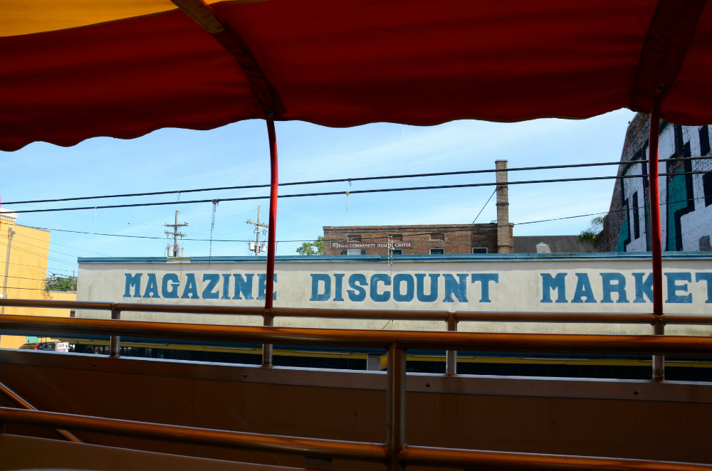 Seeing the sites in New Orleans from the Hop on-Hop off bus.