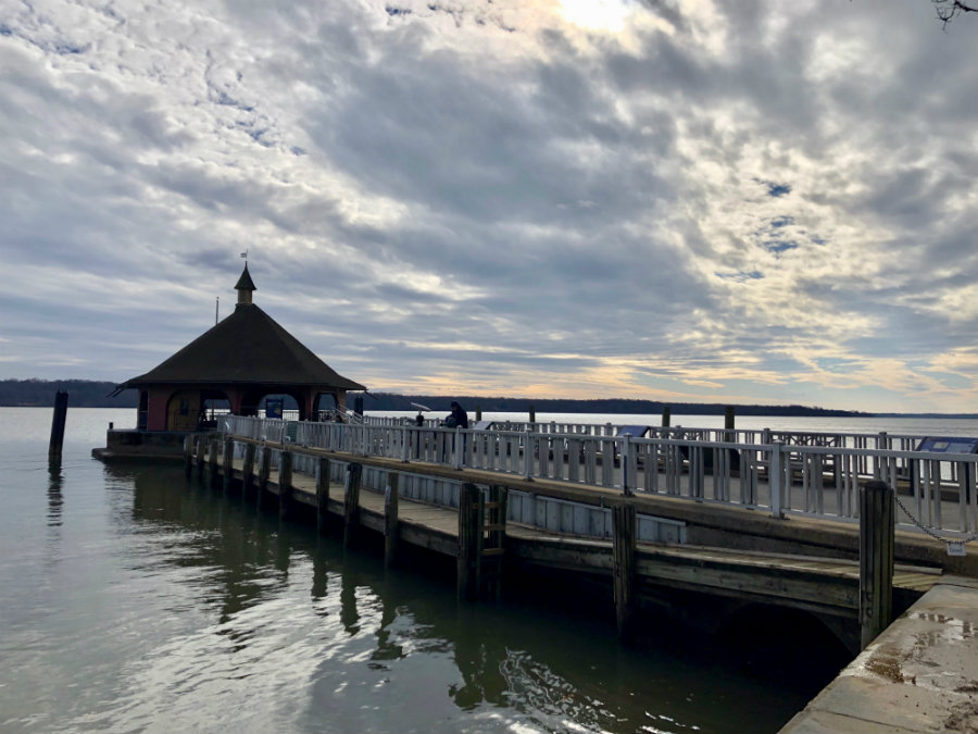 Walking along the Potomac River at Mount Vernon, George Washington's estate