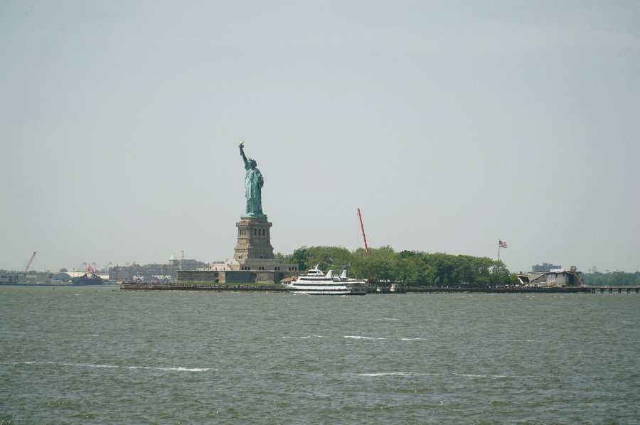 View of the Statue of Liberty from Governors Island in New York
