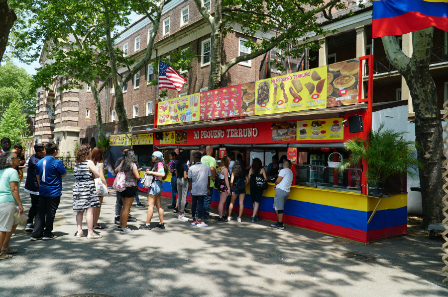 Eating Mexican food on Governors Island in New York