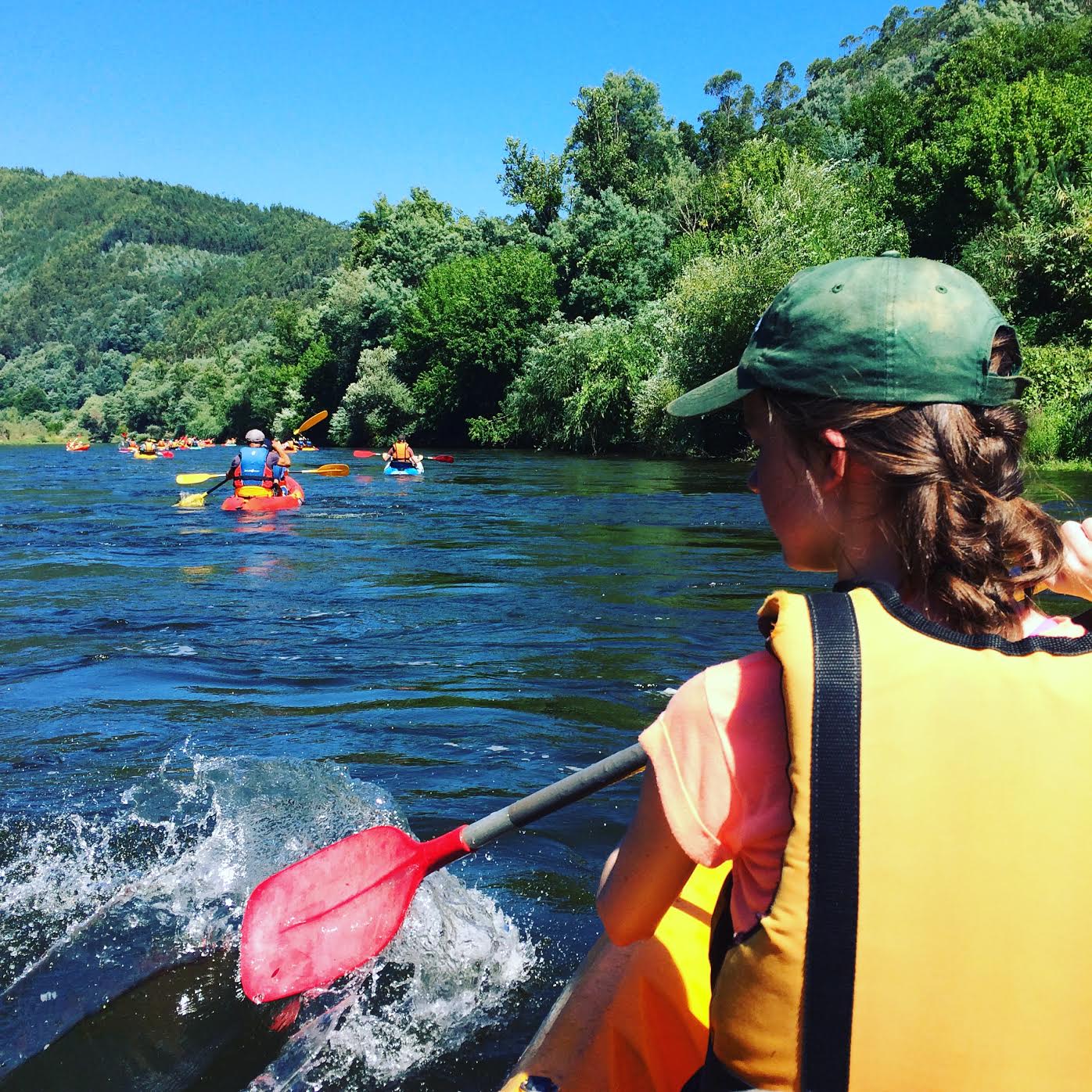 Kayaking in Portugal on a family summer vacation.