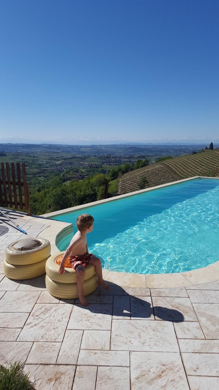 Hanging poolside in Piedmont Italy on a family summer vacation.