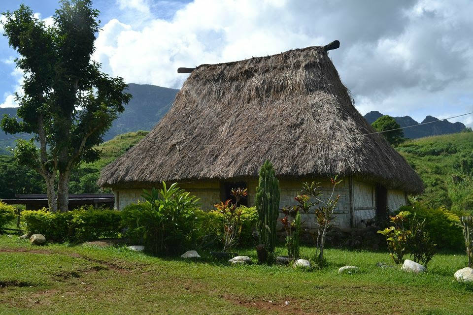 Island hut on family escape to Fiji.