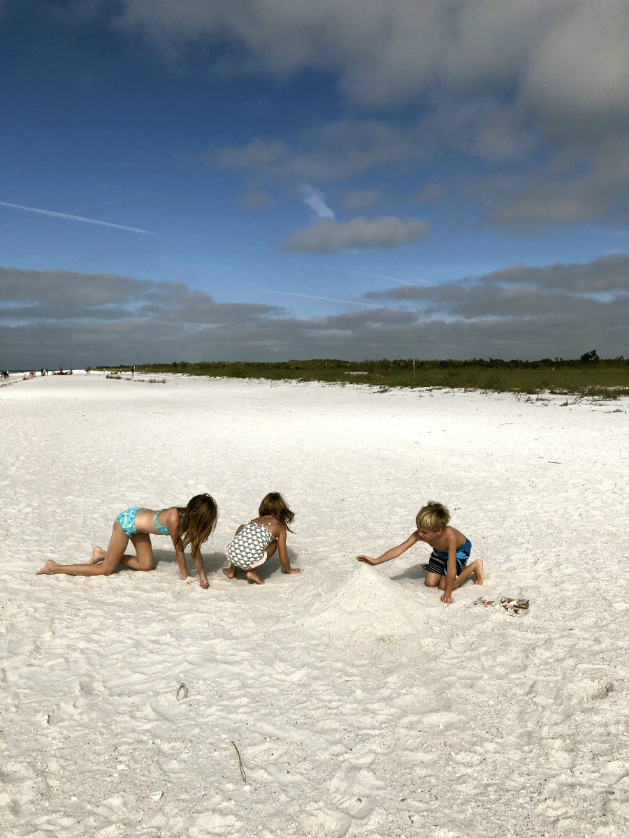 Making sandcastles on Keewaydin Island in Florida.