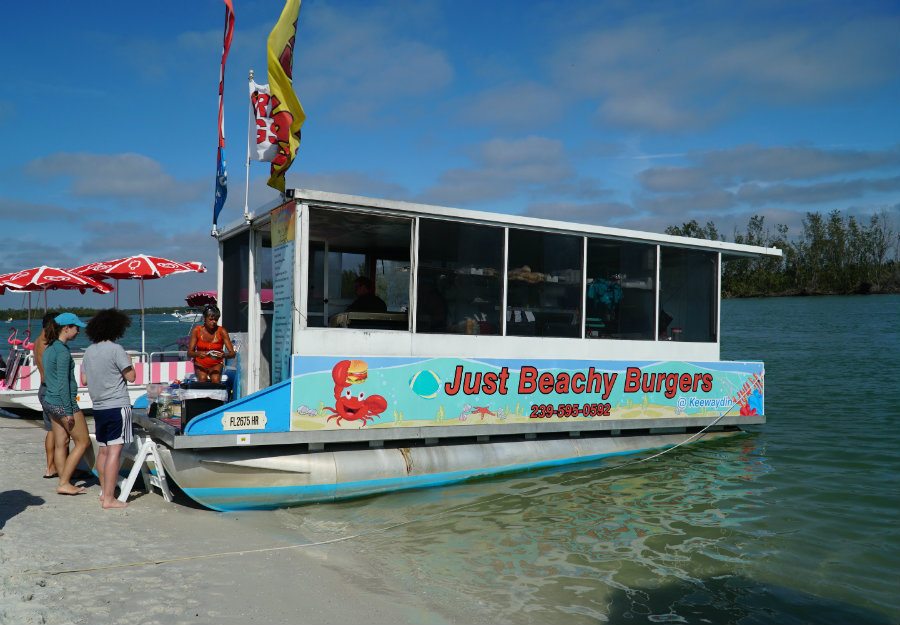 Food boat on Keewaydin Island in Florida.