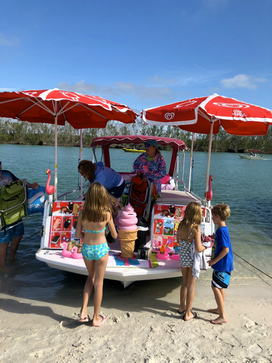 Ice cream boat on Keewaydin Island in Florida