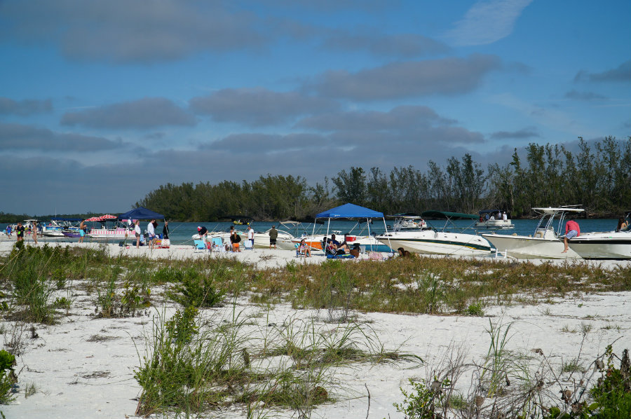 Boaters on Keewaydin Island in Florida.