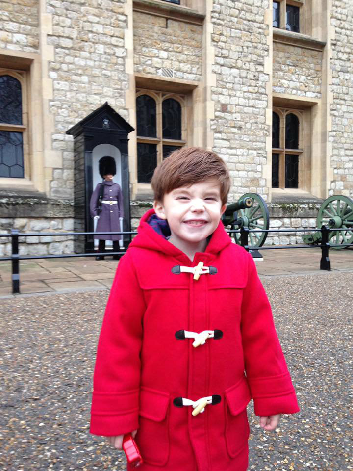 Excited boy on a London family vacation