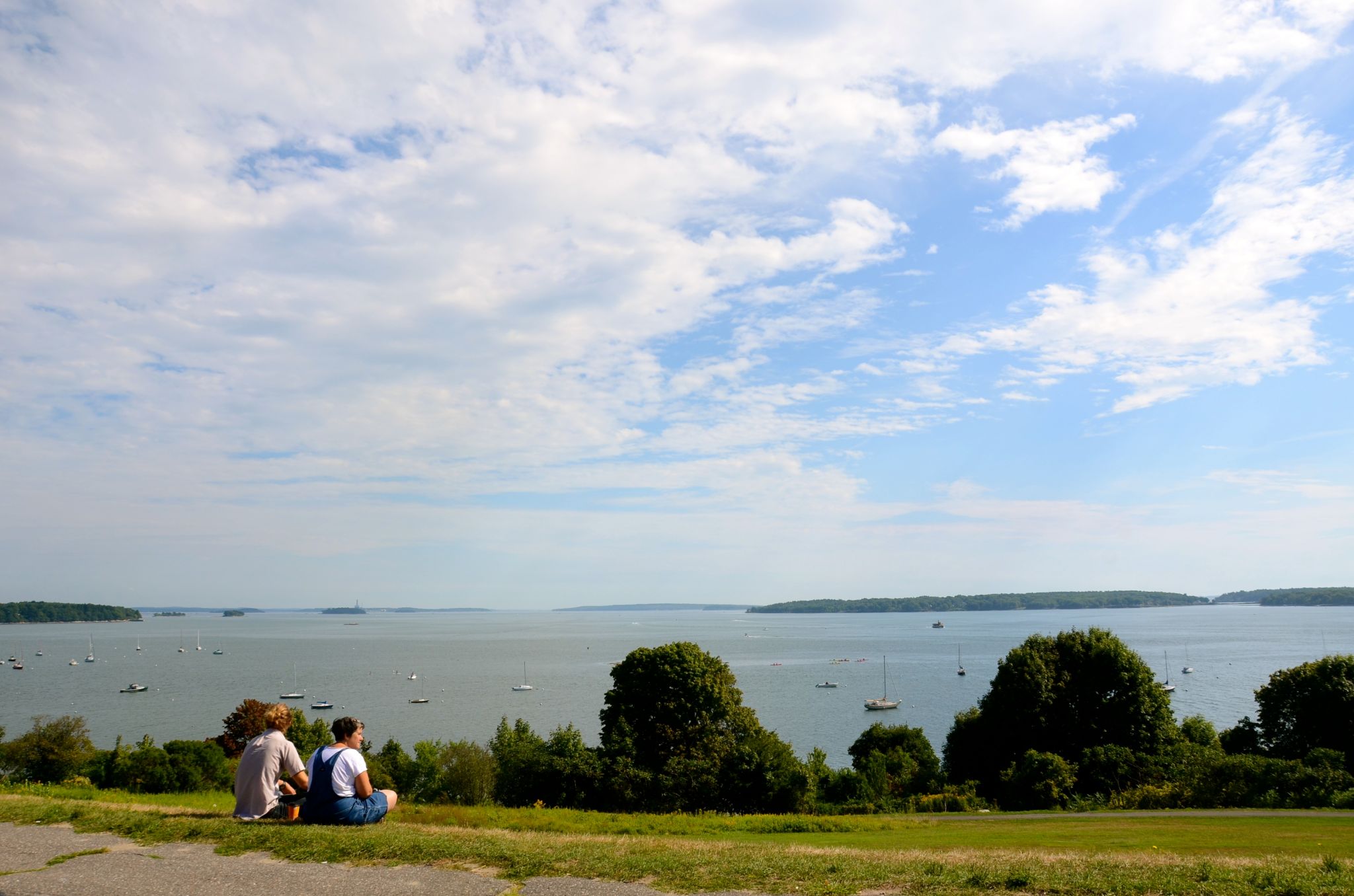 Looking out over the sea from the park in Portland Maine