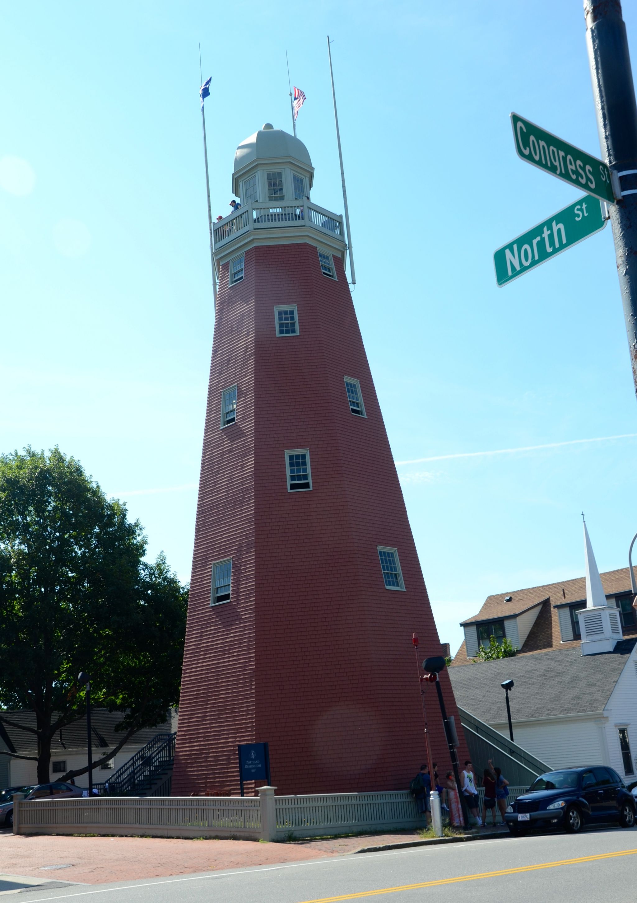 Climbing the observatory in Portland, Maine