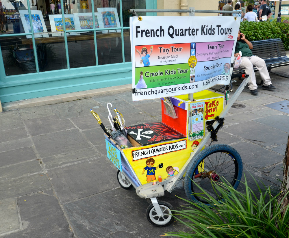 Learning about the history of New Orleans on the French Quartour Kids tour.
