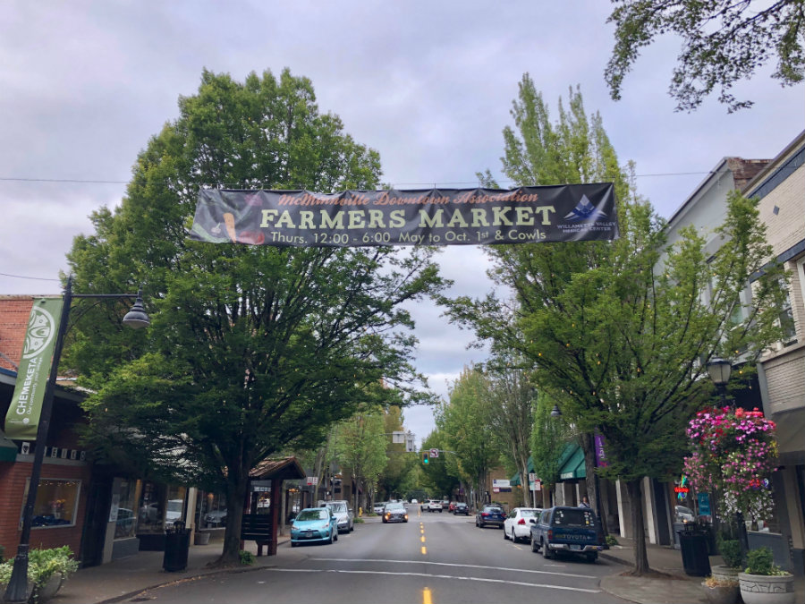 Walking on Main Street in McMinnville Oregon