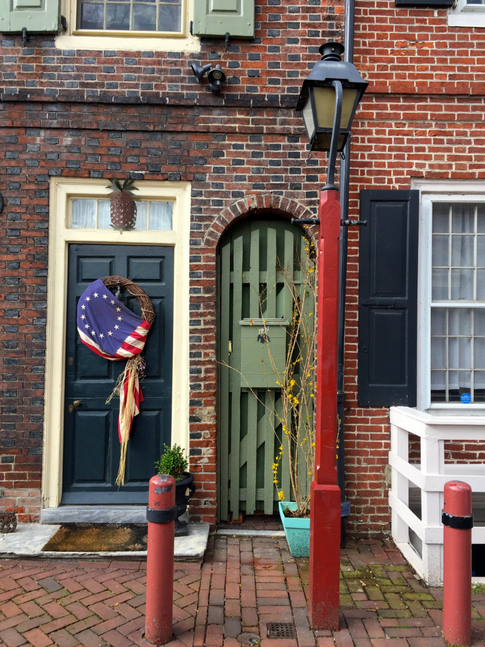 Admiring all the doors on Elfreth's Allley in Philadelphia.
