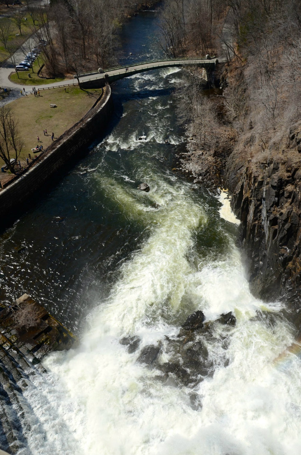 Looking down at the waterfall at New Croton Dam in Westchester, New York.