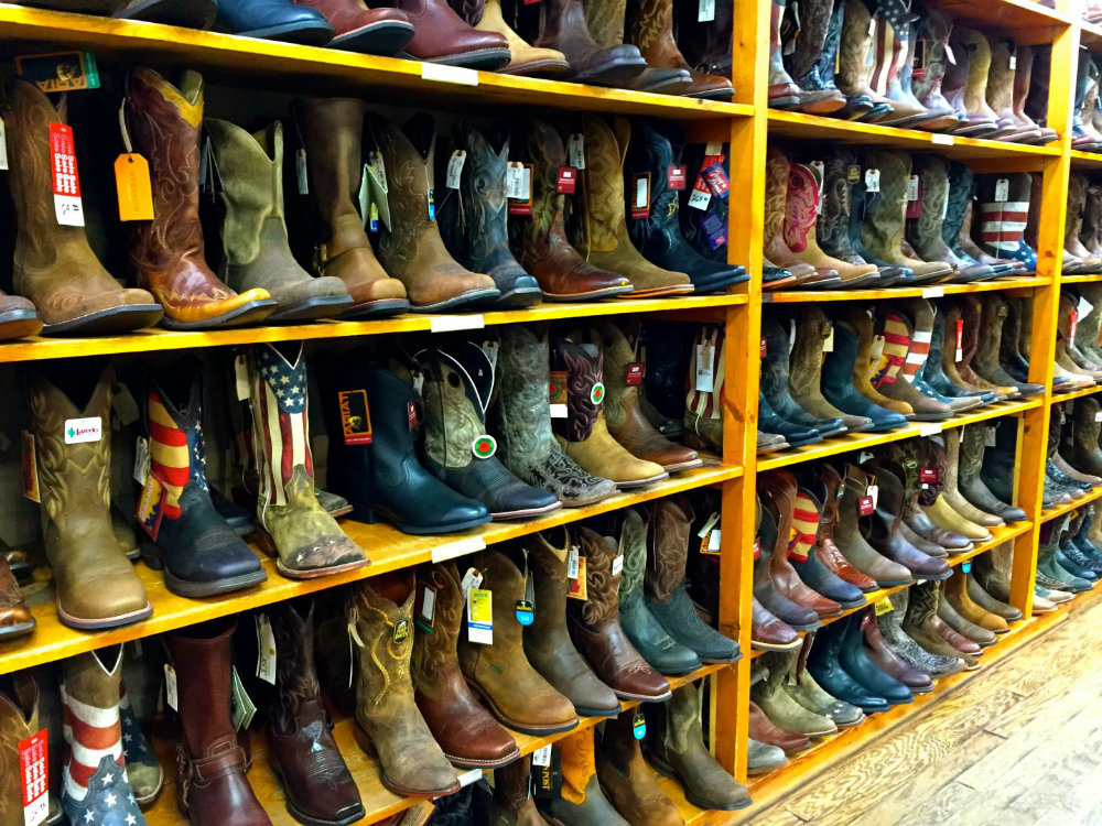 Shopping for cowboy boots in Steamboat Springs, Colorado.