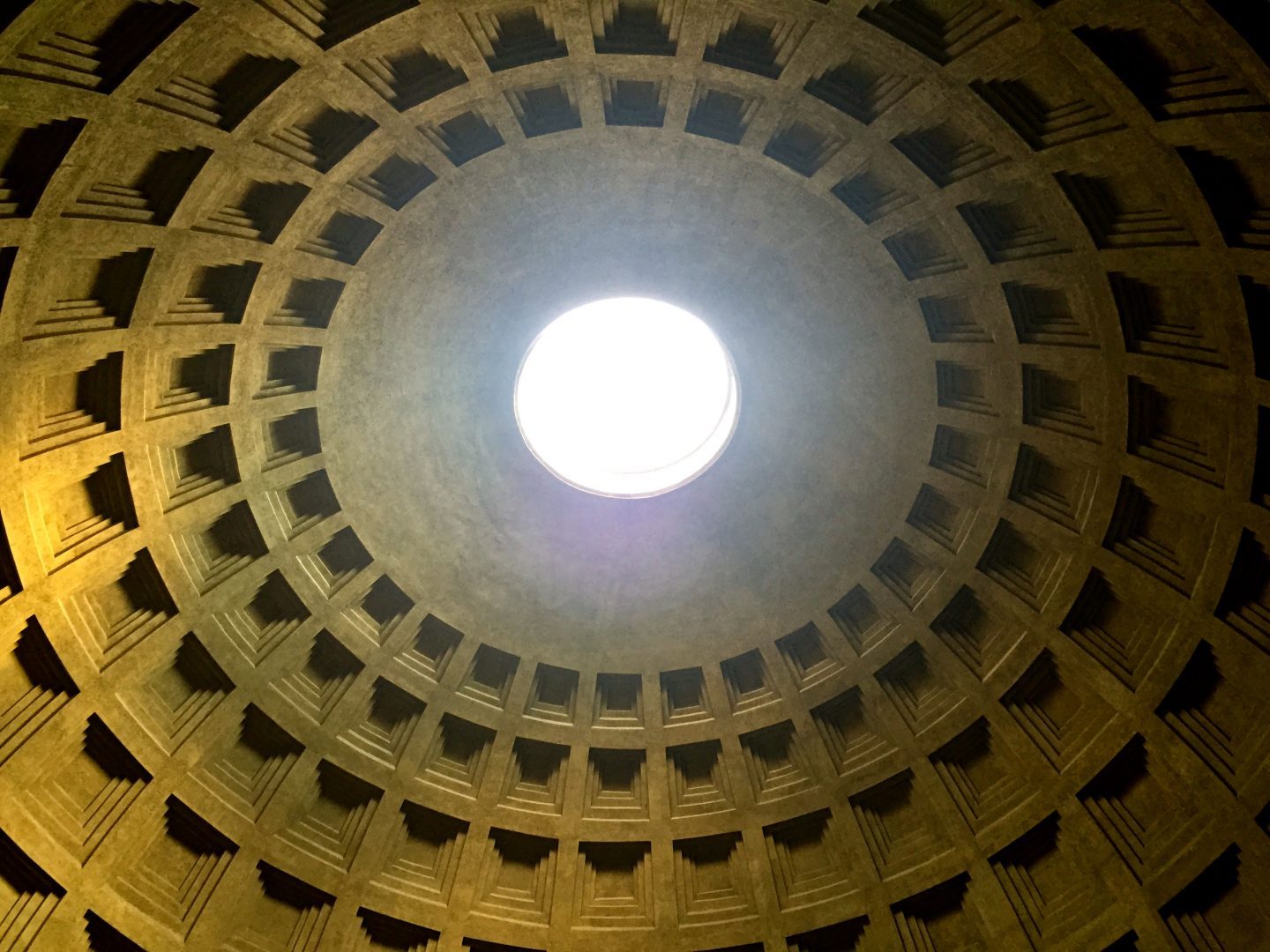 Looking up at the Pantheon in Rome.