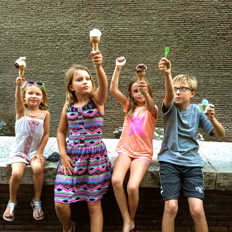 Kids eating gelato in Rome