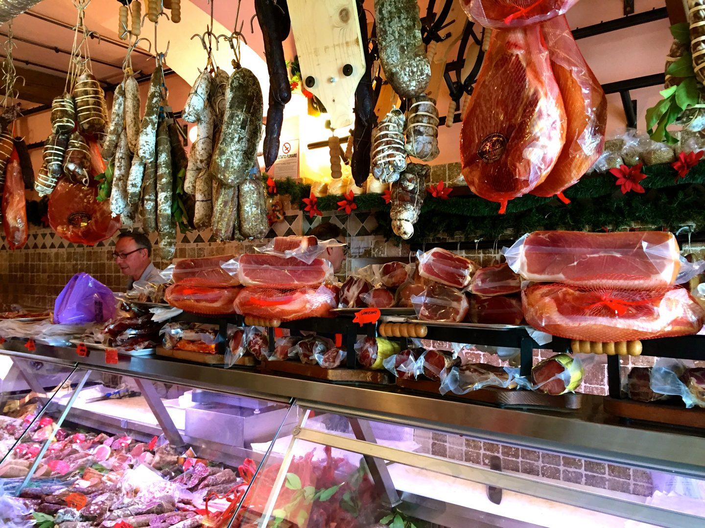 Meat market at Campo de Fiore in Rome.