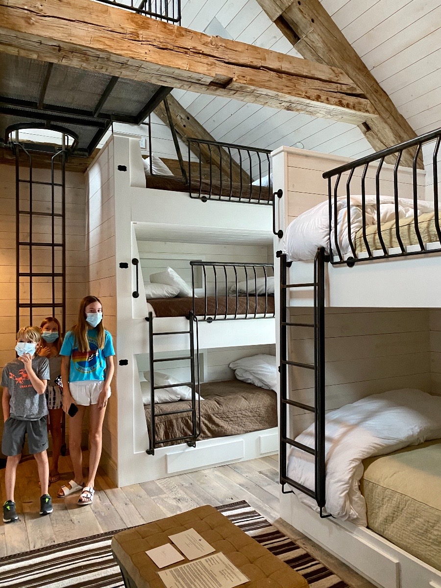Playing in the bunk room at Scarp Ridge Lodge in Crested Butte