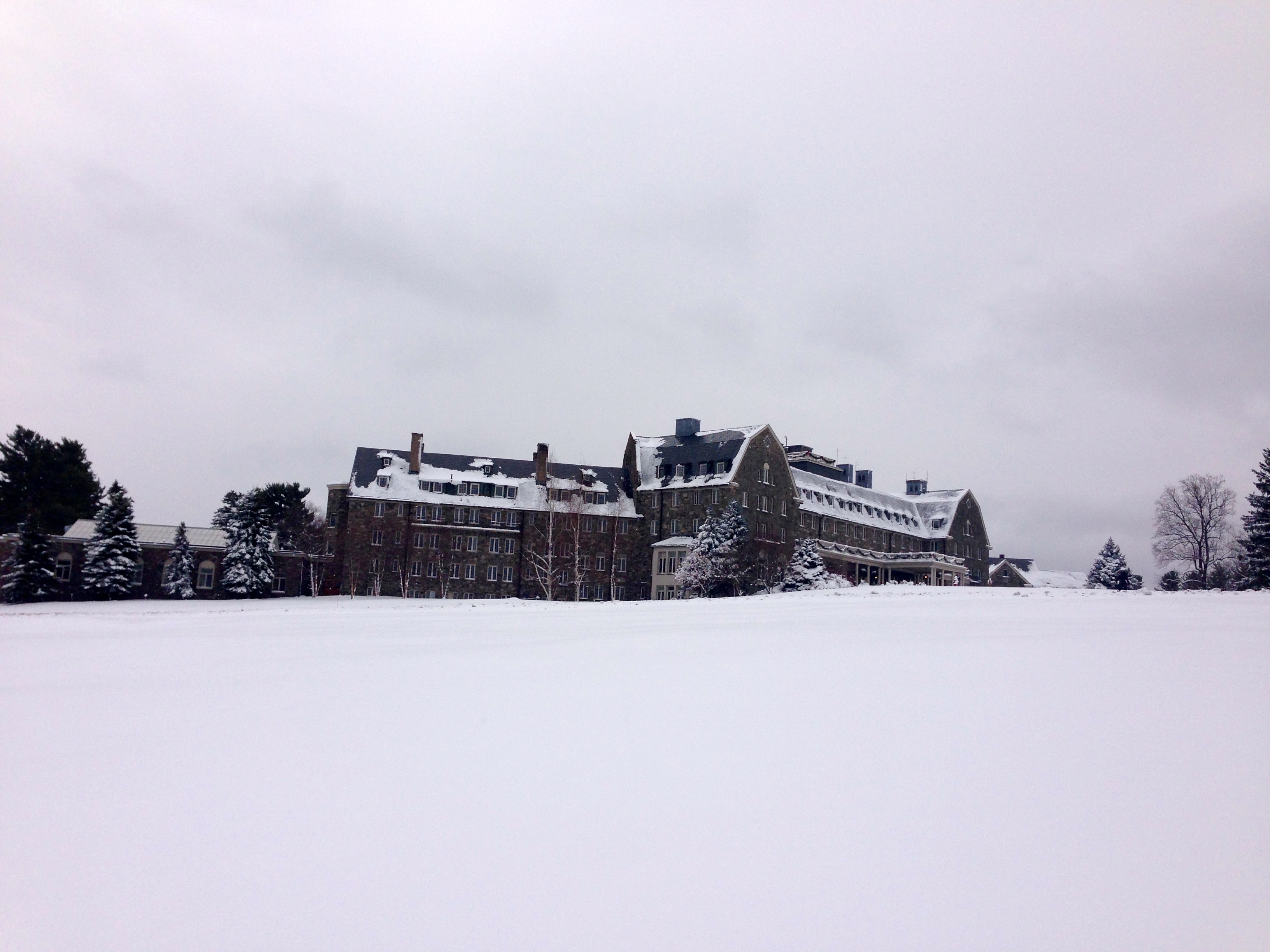 View of Skytop Lodge in the winter in Pennsylvania
