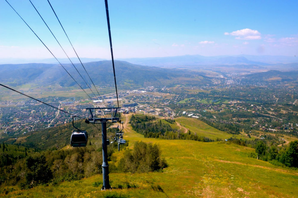 Taking the gondola up the mountain in Steamboat Springs, Colorado.