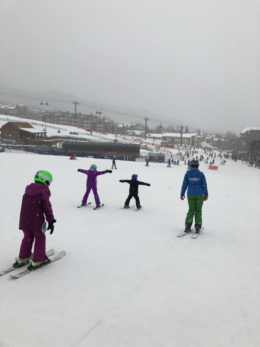Ski lesson at Steamboat Springs ski resort