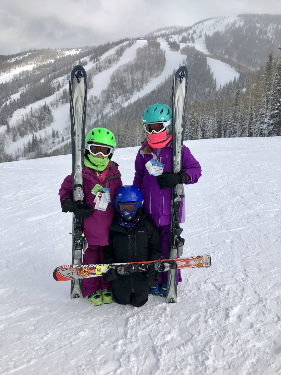 Kids at the top of the gondola in Steamboat Springs