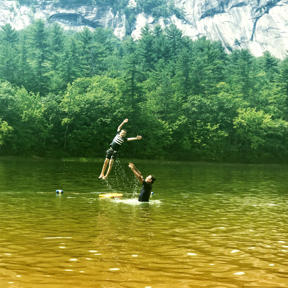 Playing in Echo Lake in New Hampshire