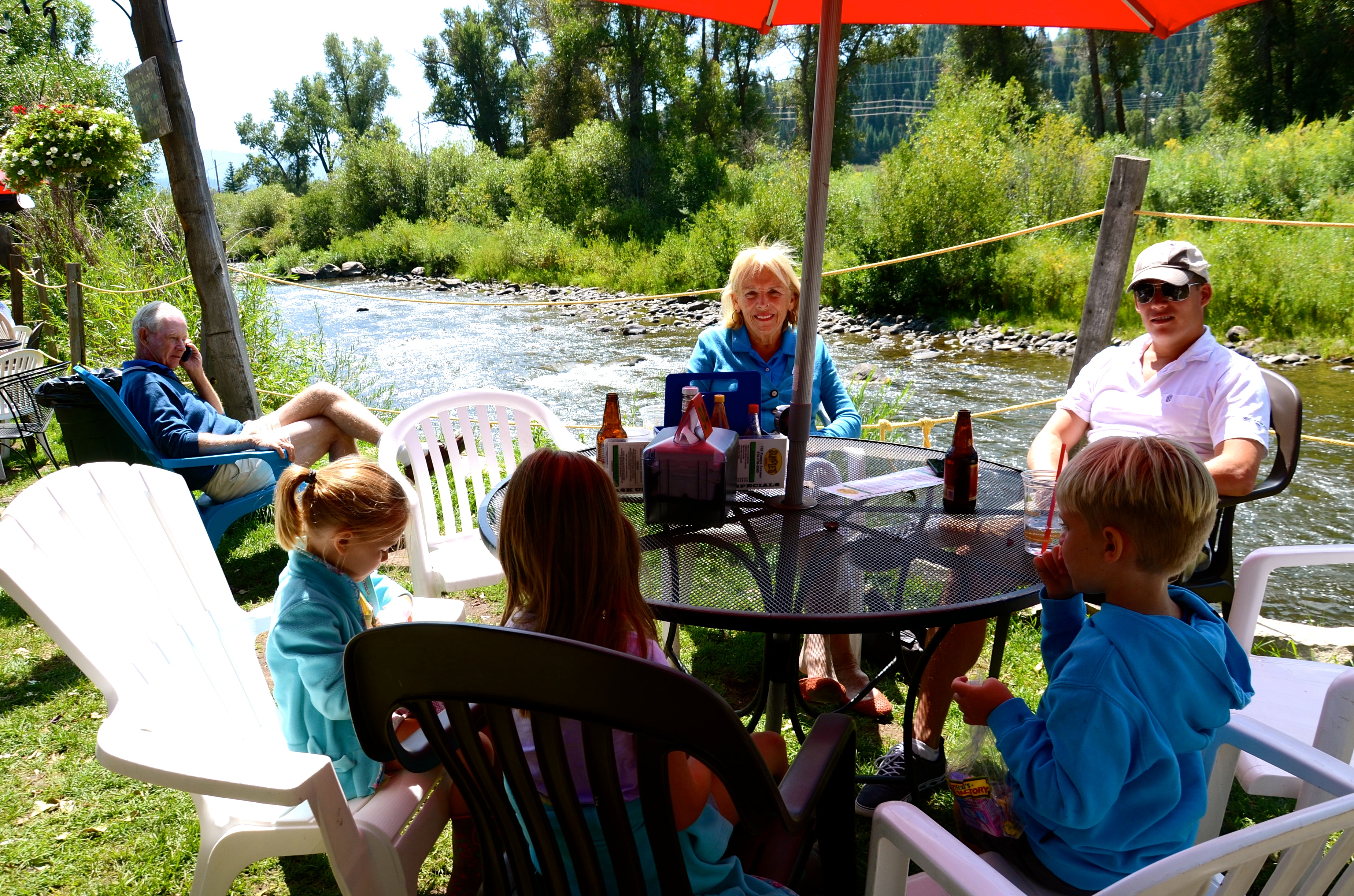 Lunch on the Yampa River in Steamboat Springs, CO.