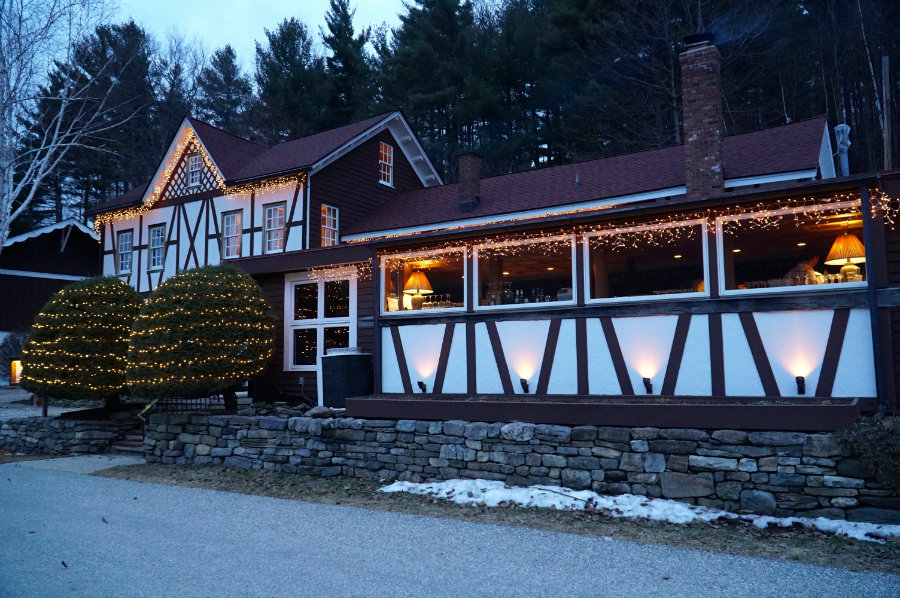 Outside our room at the Swiss Hutte in New York state.