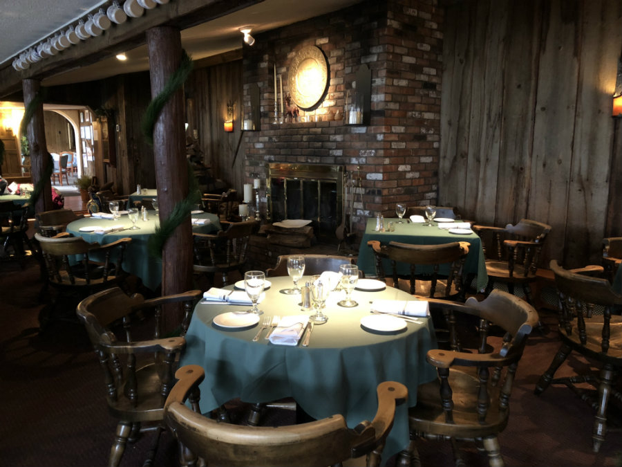 Eating dinner at the Swiss Hutte in Hillsdale, NY
