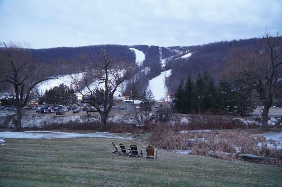 View of the slopes at Catamount mountain from the Swiss Hutte