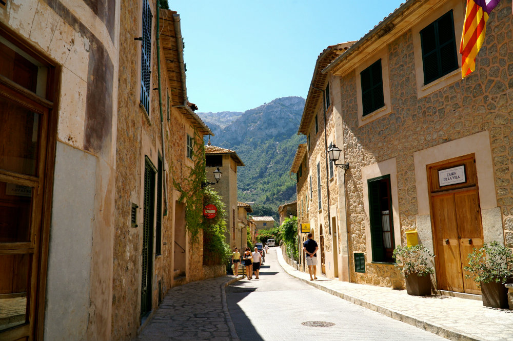 Walking the streets of Deia village in Mallorca.